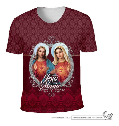 Camisa Imaculado Coração De Jesus E Maria 