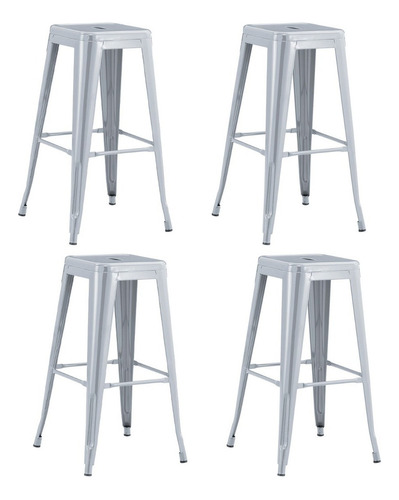 Pack 4 Pisos De Bar Metal Tolix Color 56943 - Gris