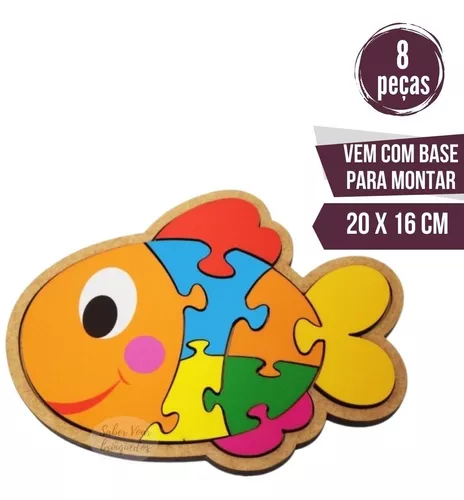 Kit 5 Quebra Cabeça Mdf 3d Em Madeira Animais Infantil Bebê