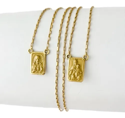 comprar Escapulário Masculino Tijolinho 9x6 70 Cm S Face Ouro 18k 