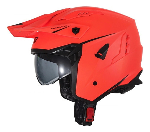 Casco Moto Cross Ufo Sheratan Jet Naranja Neon 