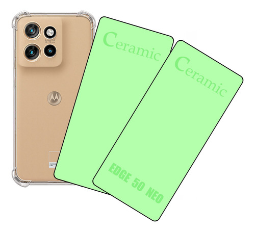 Kit 2 Películas Cerâmica 9d + Capa Para Moto Edge 50 Neo 5g