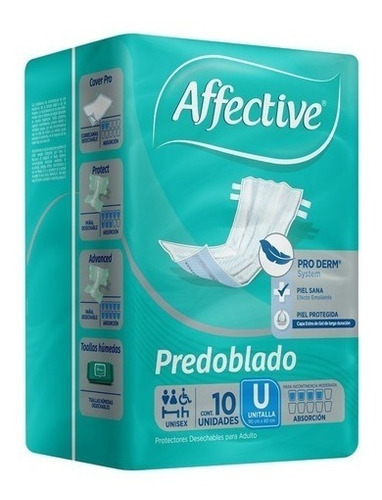 Pañal Predoblado Affective Unitalla 12 Paq/10 Pz (120 Pz)