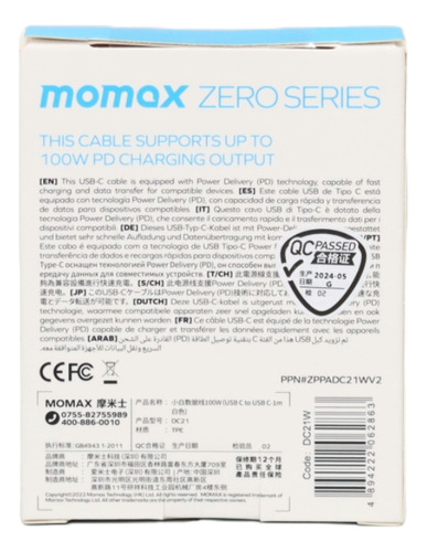 Momax Cable Usb Tipo C A Tipo C 1m Elite Link Dc21