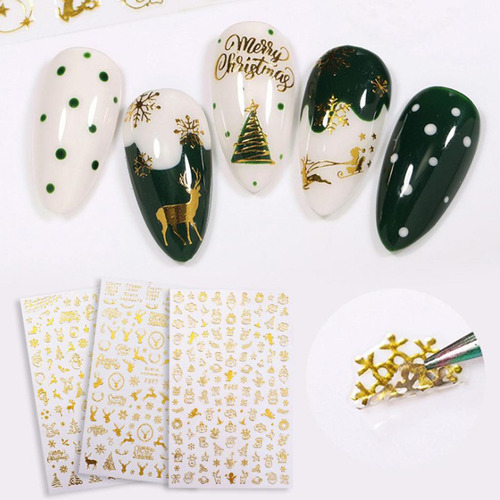 Patrones Mixtos Etiqueta De Uñas De Navidad Copos De Nieve