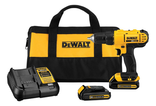 Taladro Inalámbrico 20v 1/2  + 2 Bateria Dewalt Dcd771c2 