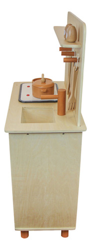 Cozinha Infantil De Madeira/mercadinho Para Crianças Cor Terracota