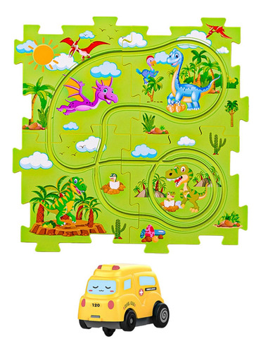 Puzzle Tracks Set Slot Rail 4 Piezas Rompecabezas Dinosaurio