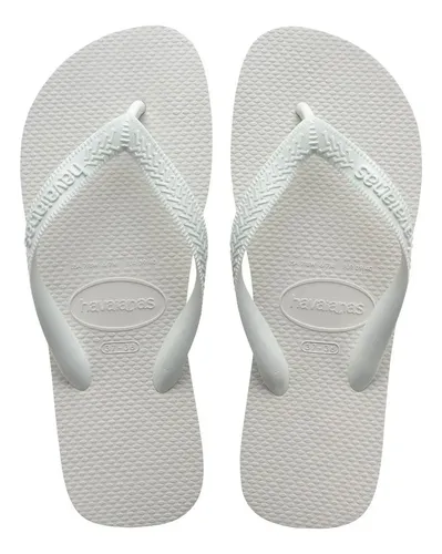 Par de chinelos Havaianas Top brancos, visualização frontal superior.