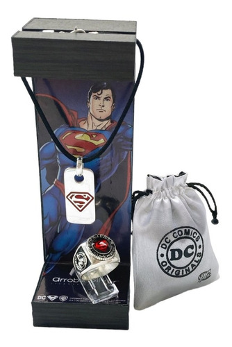 Colección Superman Dc Comics Anillo + Tag + Exhibidor 