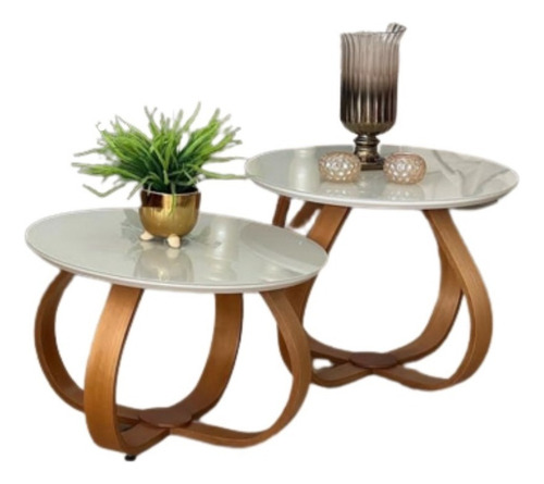 Malu Decor conjunto de 2 mesas de centro brancas