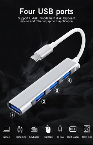 Adaptador P/ Laptop Hub Usb 3.0 Tipo C De Alta Velocidad 1 P