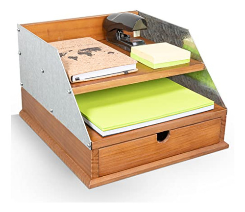 Missionmax Black Pine Wood Desk Organizador Con File W2csd