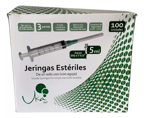 Jeringa Grande Libre de Aguja MXSYR-005-2 5 Pzs 150 ml Plástico  Transparente Jeringa de