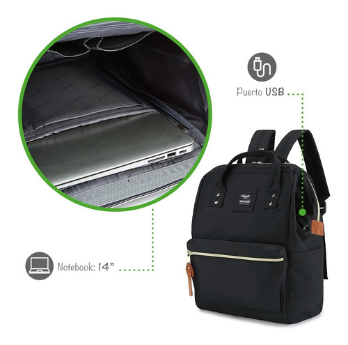 Imagen 3 de 10 de Mochila Himawari 9001 Usb.