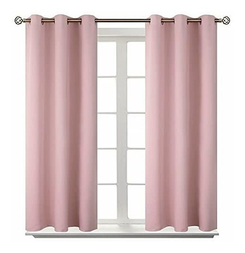 Cortinas Con Ojales De  2 Paneles De Color Rosado