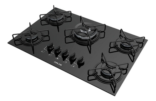 Cooktop Á Gás 5 Bocas Atlas Agile Tripla Chamas Preto Bivolt