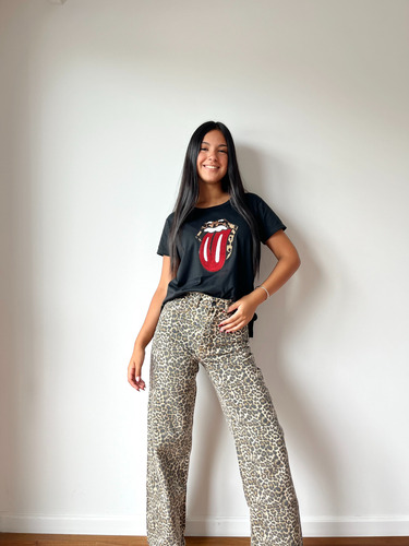 Remera Mujer Rolling Stone Con Brillo Sc Mayorista Algodón