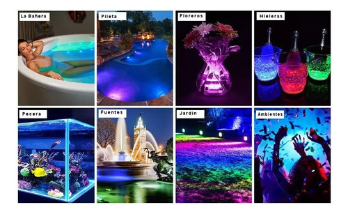 Luz Led Rgb Sumergible A Pilas Luminaria Para Pileta Ip68 Rgb