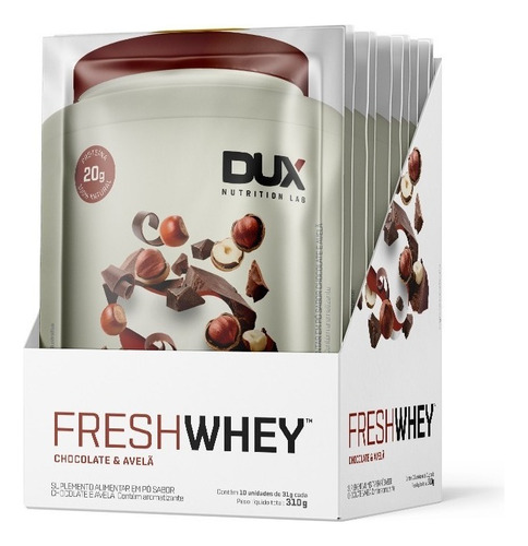 Suplemento Em Pó Dux Nutrition Freshwhey Proteínas Freshwhey Sabor Fresh Whey Chocolate Avelã (10x31g) Em Sachê 10 Un