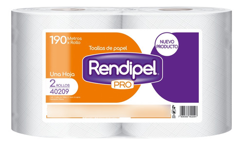 Toalla Papel Continua 2x190mts Rendipel 2 Pack