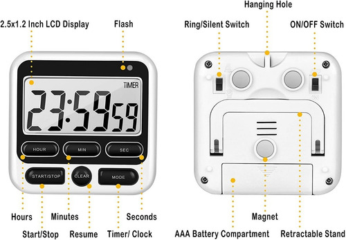 Temporizador Digital De Cocina Con Interruptor De Alarma