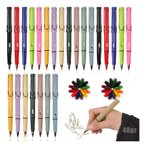Kit 48pz Lápices Infinito Mágico Con Puntas Color Y Borrador