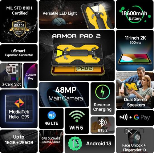 Tableta Robusta Ulefone Armor Pad 2 De 4 G, Mah (33 W), Pant
