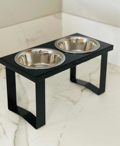 Imagen 4 de 6 de Comedero Doble Para Gatos En Altura De Acero Modelo Net