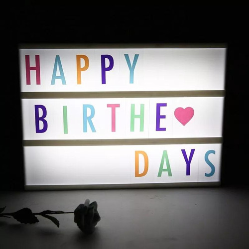 Letreiro Led A4 Light Box 112 Letras Emoji Coloridos