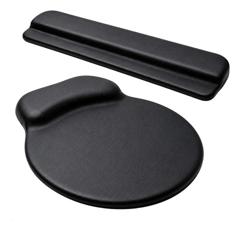 Kit Mousepad + Apoio Ergonômico Punho De Teclado Home Office Preto