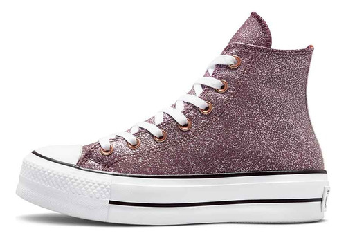 Converse Bota Plataforma Hi Glitter Dark Wine
