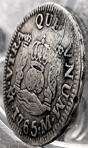 Moneda 1/2 Real Plata Del Año 1765 Columnaria
