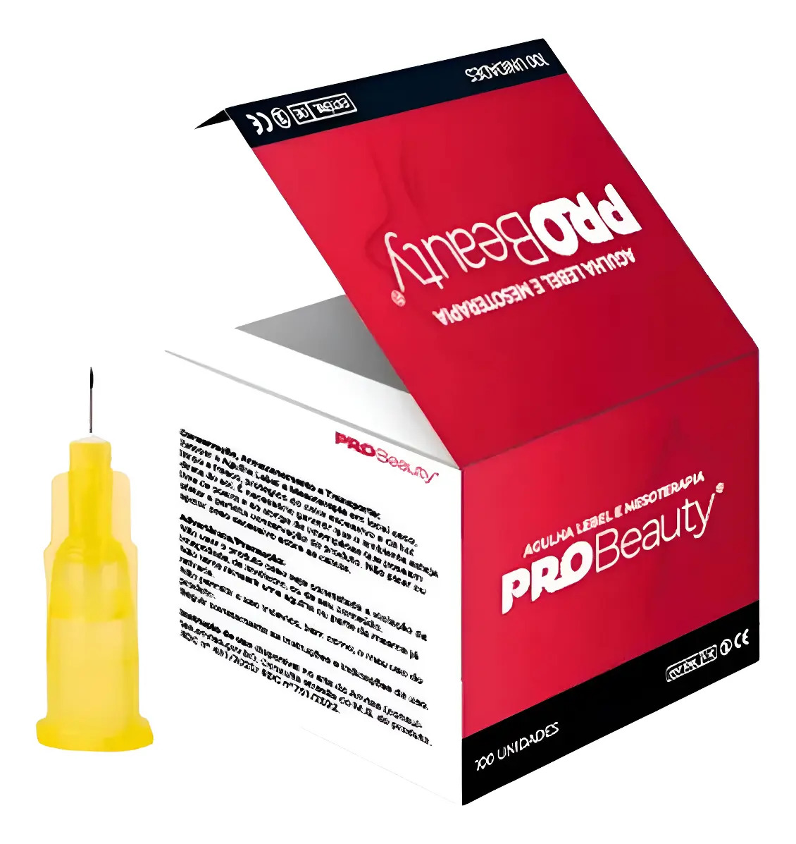 Agulha Pro Beauty 30G x 0,30mm x 4mm Amarela 100 Unidades Para Botox e Mesoterapia