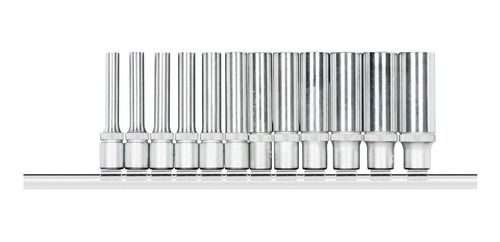 Imagem 2 de 3 de Jogo Soquete Longo Sextavado 1/4 12 Pçs 4 A 13 Mm Gedore Red