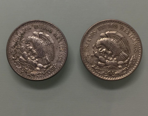 2 Monedas De Plata - 1 Peso 1947 Y 1948 - Morelos Cacheton