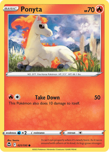 Ponyta 21/195 Pokemon Card Silver Tempest Sword & Shield