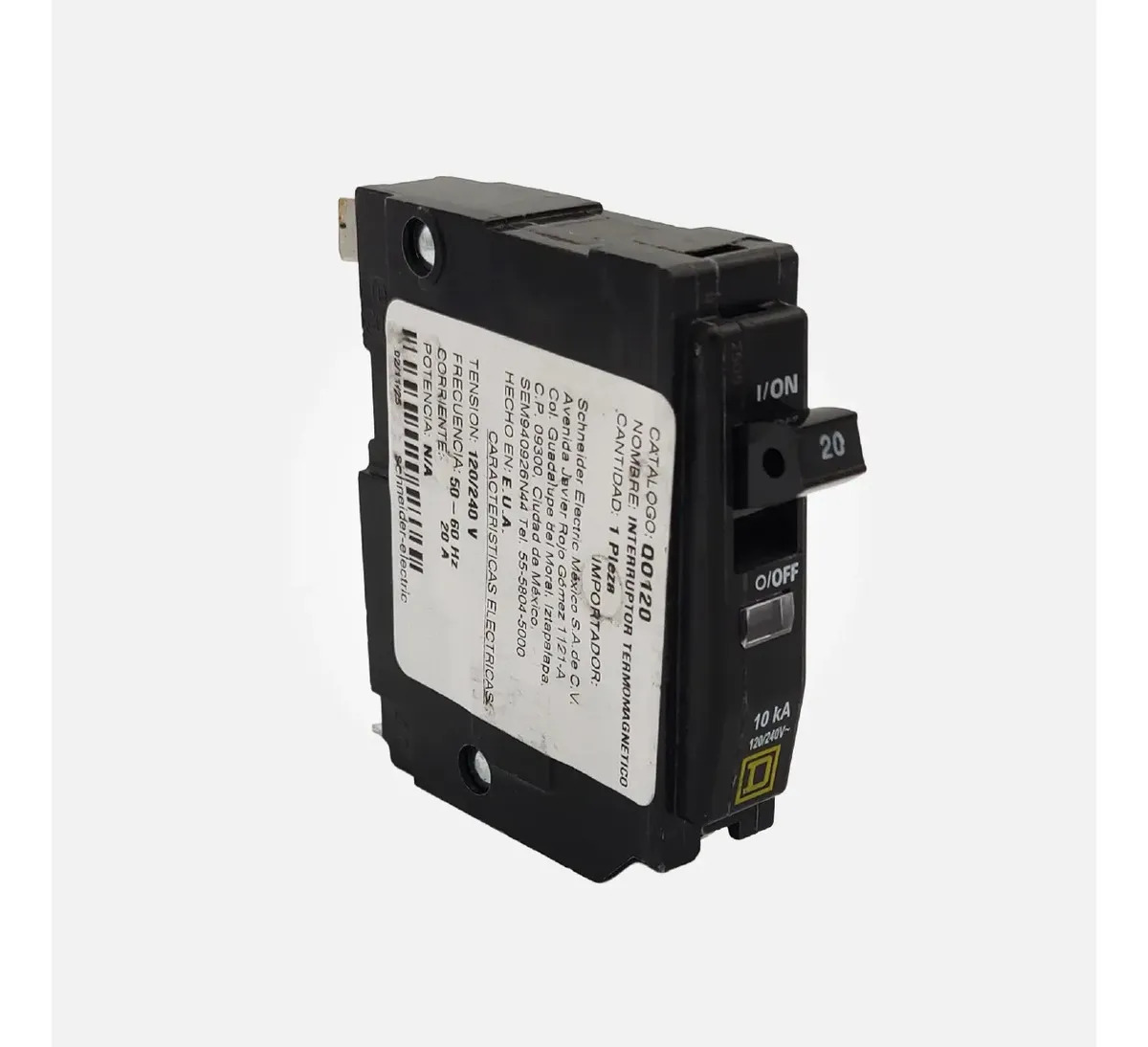 Pastilla Termomagnética Square D 1 Polo 20A QO120 240V