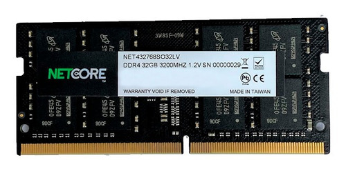 Memória RAM color preto  32GB 1 Netcore NET432768SO32LV