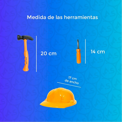 Imagen 2 de 7 de Set De X Herramientas Taller + Casco - Juguete Para Niños