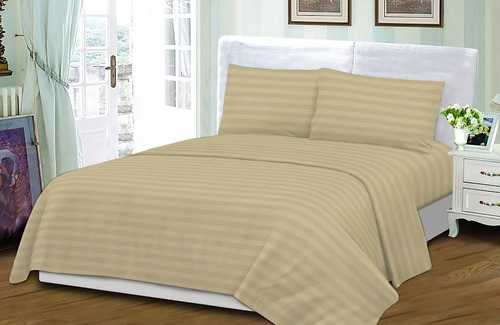 Juego De Sabanas Dobby 600h 140x190 2 1/2 Plazas Colores !!! Beige Dobbi