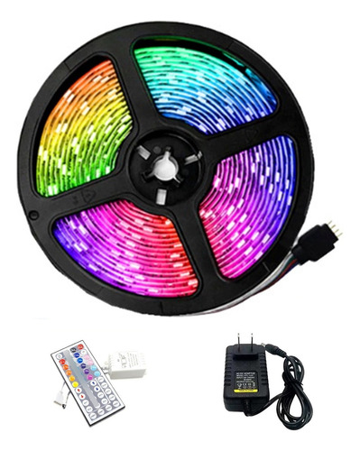 Fita Led Rgb 5050 Rolo 5m 16 Cores + Controle + Fonte 