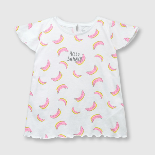 Polera De Bebés Platanos Blanco / White (3 A 36 Meses)