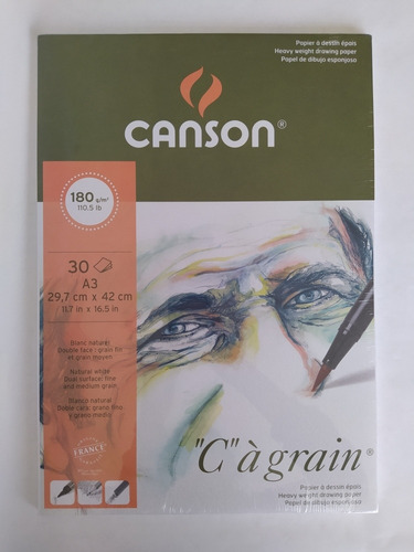 Block Canson Ca Grain A3 180 Gr A3 30h Sketch Book