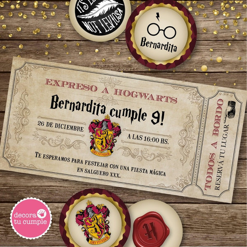 Kit Imprimible Harry Potter Gryffindor Invitación Cumpleaños