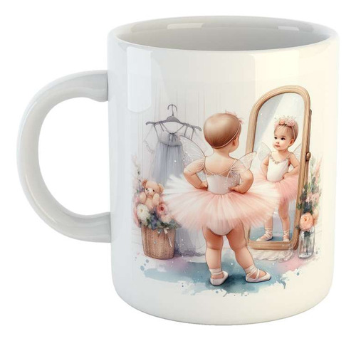 Taza Ceramica Bailarina Tierna Pasos En El Espejo