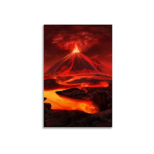 Póster De Lienzo Paisaje Erupción De Volcán Arte Eru...