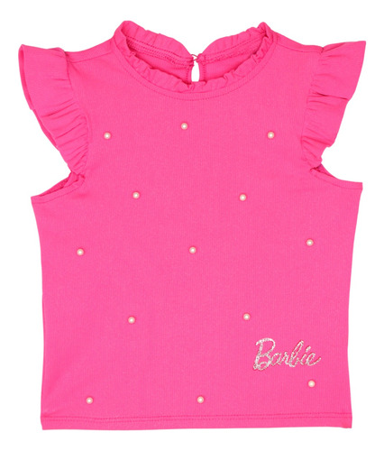 Blusa Fiusha Con Perlas Y Estampada Marca Barbie Para Niña