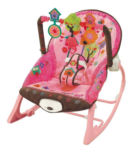 Silla Mecedora Vibradora Y Musical Buho Rosa Original Bebe