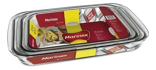 Conjunto de fontes Marinex de 3 peças em vidro - R$ 76,64